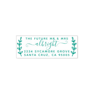 Sello Automático Guirnalda y escritura rústicas "Sr. y señora