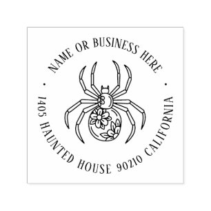 Sello Automático Halloween Creepy Spider Custom Name Return Address