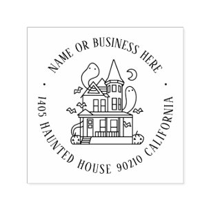Sello Automático Halloween Haunted House Custom Name Return Address