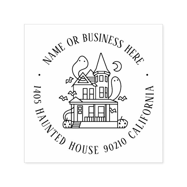 Sello Automático Halloween Haunted House Custom Name Return Address (Diseño)
