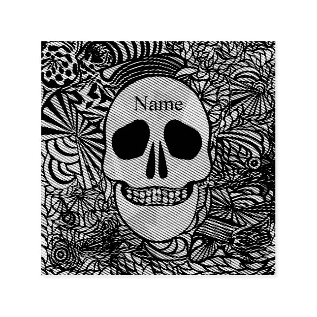 Sello Automático Halloween Hippie Skull Thunder_Cove (Diseño)