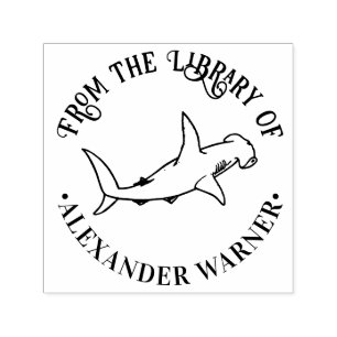Sello Automático Hammerhead Shark Ocean Theme Round Library Book
