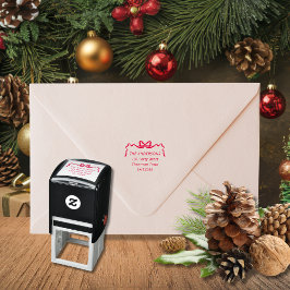 Sello Automático Hand Drawn Red Ribbon Bow Return Address 