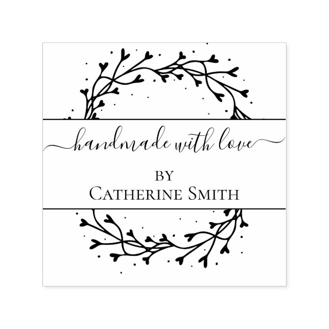 Sello Automático Handmade with Love flower Rubber Stamp (Diseño)