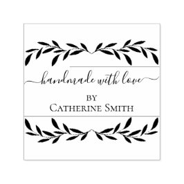 Sello Automático Handmade with Love flower Rubber Stamp