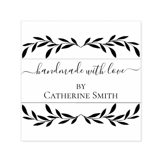 Sello Automático Handmade with Love flower Rubber Stamp (Diseño)