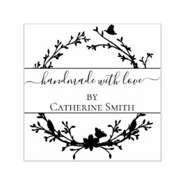 Sello Automático Handmade with Love flower Rubber Stamp