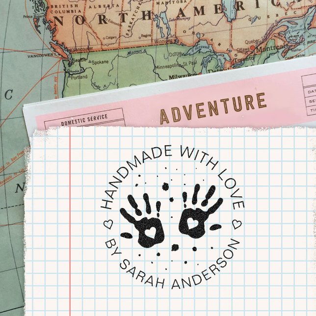 Sello Automático Handmade With Love Your Shop And Name (Subido por el creador)