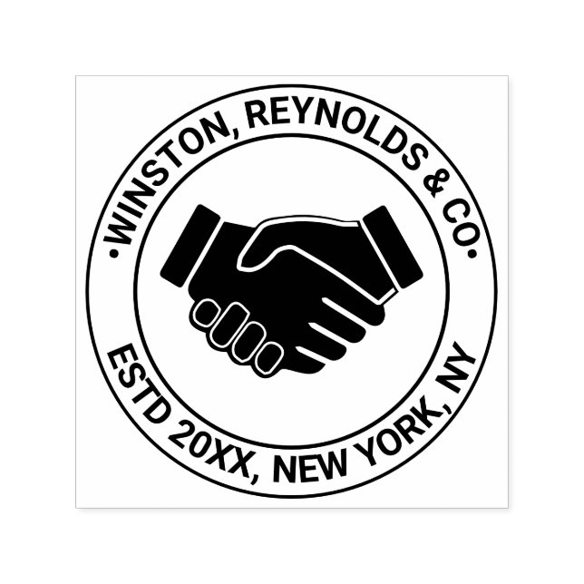 Sello Automático Handshake Business Professional Name Estd Date Loc (Diseño)