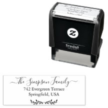 Handwritten Family Address Stamp with Laurel