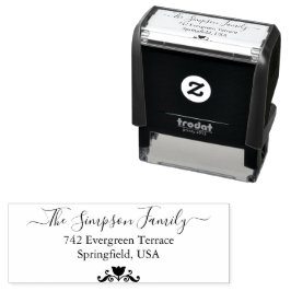 Sello Automático Handwritten Family Address Stamp with Lotus