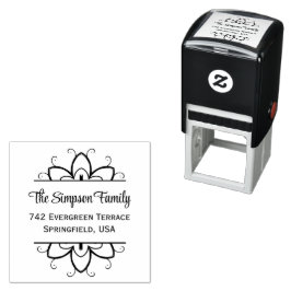 Sello Automático Handwritten Family Address Stamp with Wildflowers