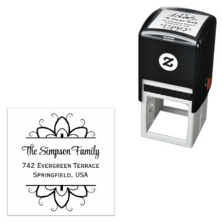 Sello Automático Handwritten Family Address Stamp with Wildflowers