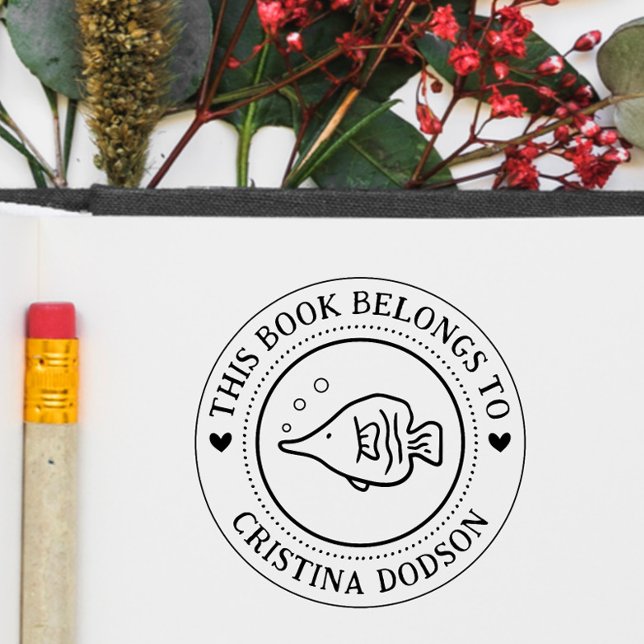 Sello Automático Handwritten Simple Tropical Fish Custom Book (Subido por el creador)