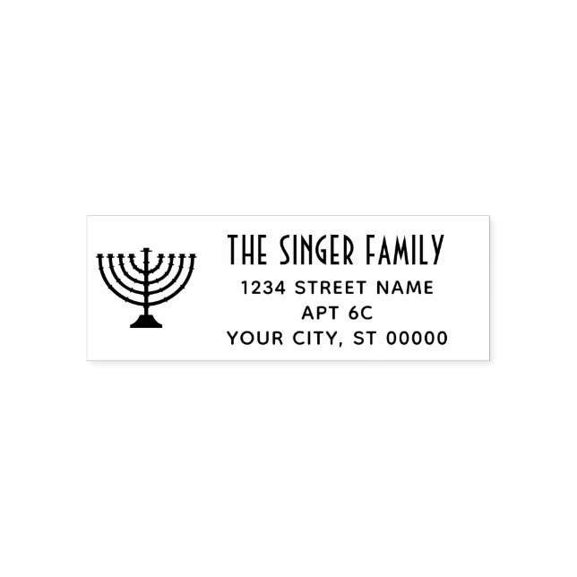 Sello Automático Hanukkah Chanukah Menorah Nombre Dirección de devo (Diseño)