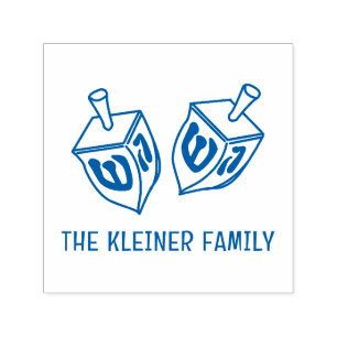 Sello Automático Hanukkah Dreidels nombre de familia festivo