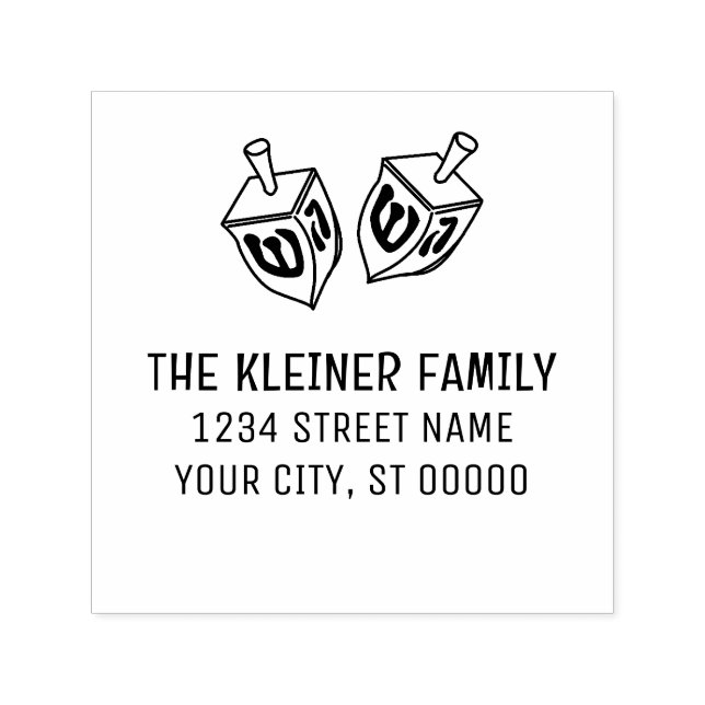 Sello Automático Hanukkah Dreidels Nombre Dirección de devolución (Diseño)