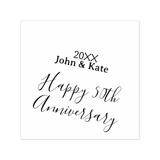 Sello Automático Happy 50th anniversary purple name year simple  (Diseño)