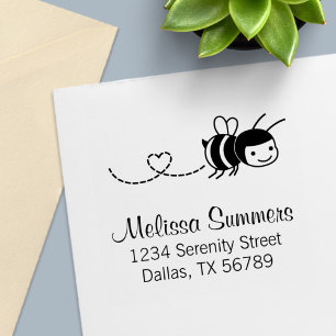Sello Automático Happy Bee Buzzing Around Address