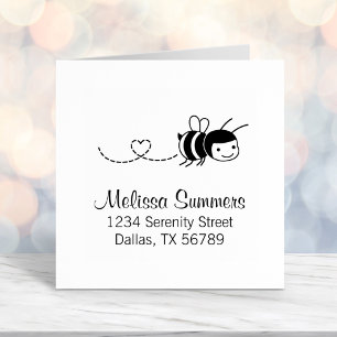 Sello Automático Happy Bee Buzzing Around Address