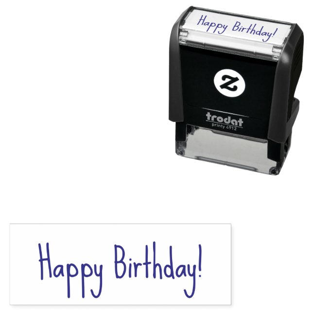 Sello Automático Happy Birthday! Casual Handwritten Font Style Text (In Situ)
