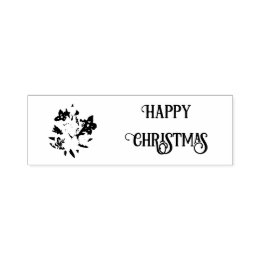 Sello Automático Happy Christmas Floral Rubber Stamp