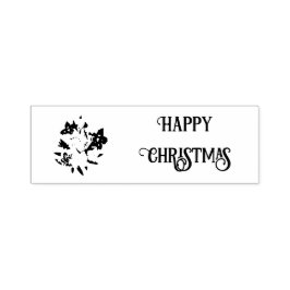 Sello Automático Happy Christmas Floral Rubber Stamp