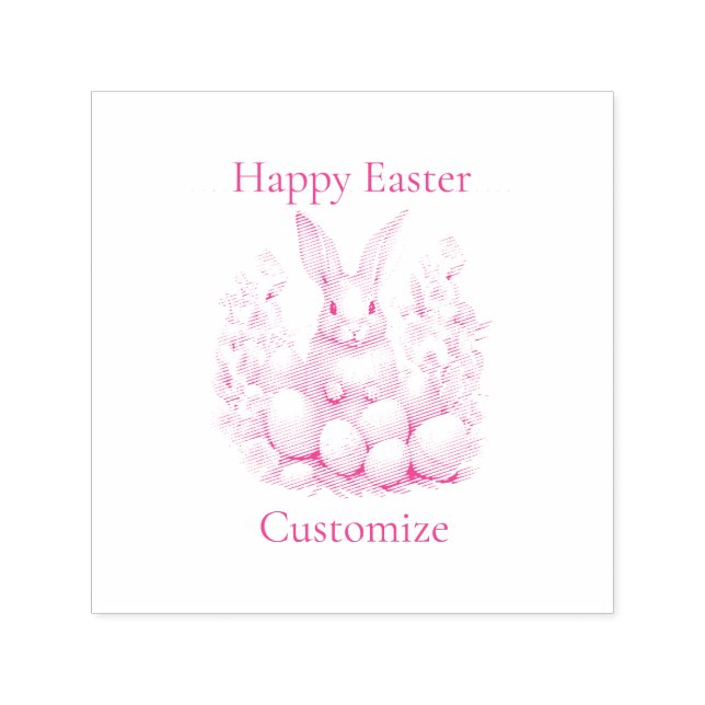 Sello Automático Happy Easter Bunny Basket Thunder_Cove (Diseño)