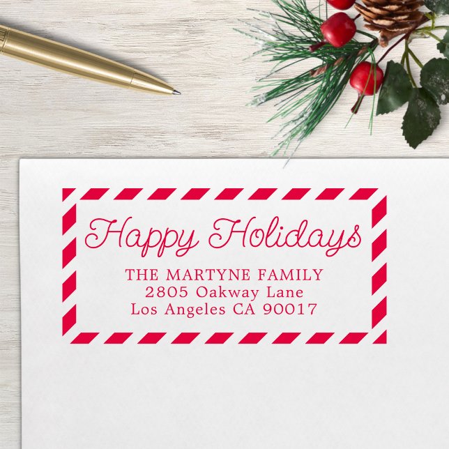 Sello Automático Happy Holidays Navidades dirección personalizada (Subido por el creador)