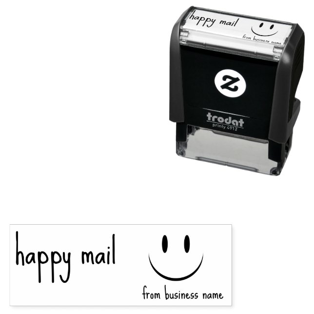 Sello Automático Happy Mail from Business Name Face Smile (In Situ)