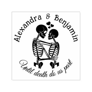Sello Automático Hasta que la muerte nos separe pareja de esqueleto