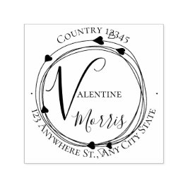 Sello Automático Heart Monogram Return Address Self-inking Stamp