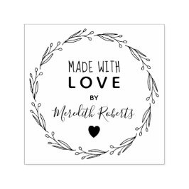 Sello Automático Hecha con amor Wreath Botánica Personalizada