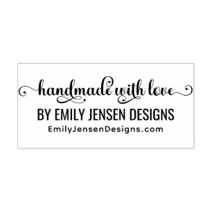 Sello Automático Hecho a Mano Con Amor #3 Nombre de Negocio URL del