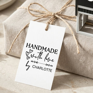 Sello Automático Hecho a Mano con Amor Corazones Elegante Escritura