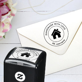 Sello Automático Hecho a Mano con Amor Logo de Texto Personalizado