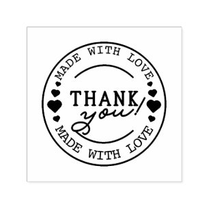Sello Automático Hecho a mano con amor - Personalizado Gracias