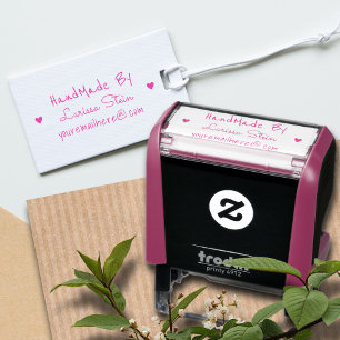 Sello Automático Hecho a mano por (texto personalizado) + nombre, f