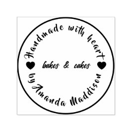 Sello Automático Hecho con Amor | Repostería Casera Corazón Moderno