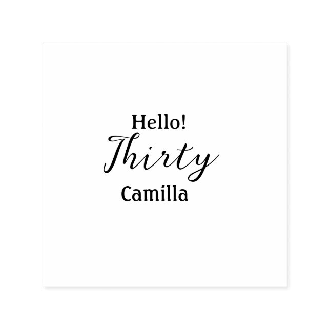 Sello Automático Hello thirty birthday name simple minimal elegant  (Diseño)