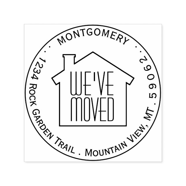 Sello Automático Hemos movido la dirección de devolución de nombre  (Diseño)