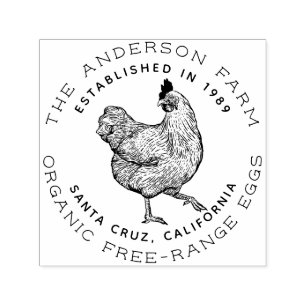 Sello Automático Hen Rústico   Granja de huevos de pollo Personaliz