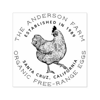 Sello Automático Hen Rústico | Granja de huevos de pollo Personaliz
