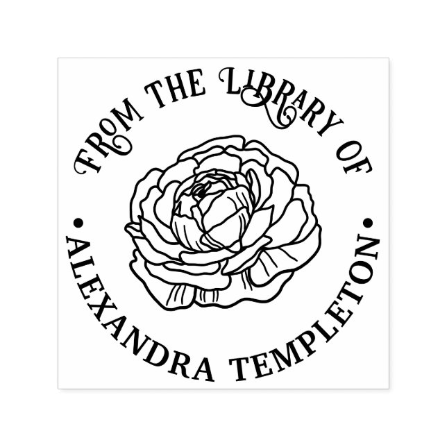 Sello Automático Hermosa Biblioteca de Flores de Ranunculus Nombre  (Diseño)