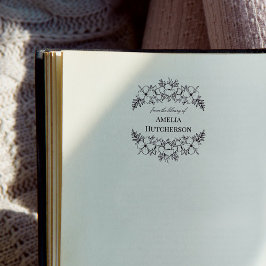 Sello Automático Hermosa línea floral de la placa del libro de arte