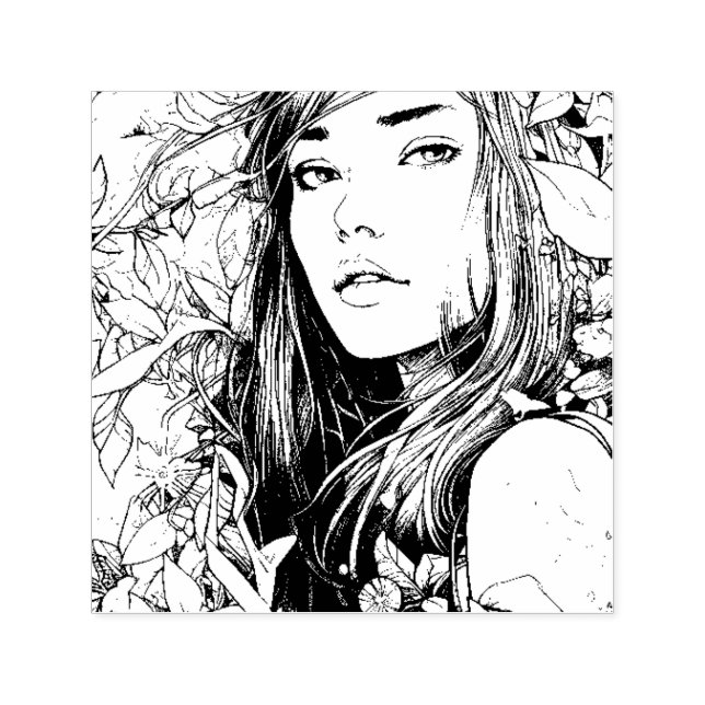 Sello Automático Hermosa mujer y Naranjas (Diseño)