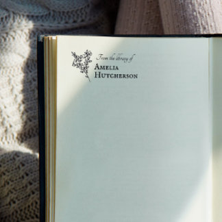 Sello Automático Hermosa rama de flores Nombre de vintage Placa del