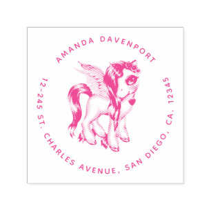 Sello Automático Hermosa unicornio con Fancy Mane & Tail