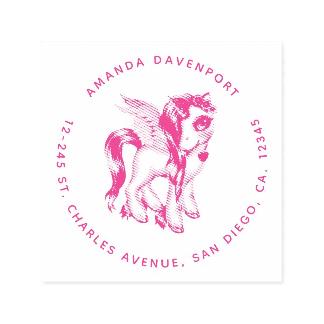 Sello Automático Hermosa unicornio con Fancy Mane & Tail (Diseño)