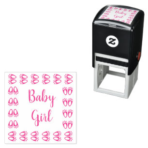 Sello Automático Hermosas patas de conejito niña bebé rosa Pascua p